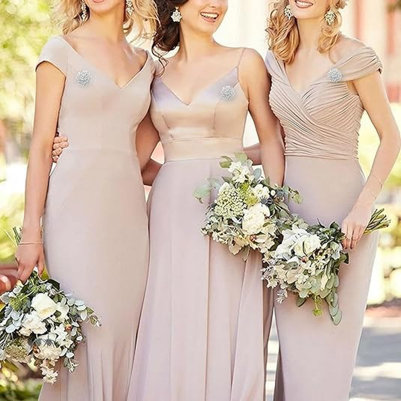 Crystal Rhinestone Flower Brooch - Silver Twisted Petals - DIY Wedding Bridal Bouquet & Bridesmaid Brooch Pins