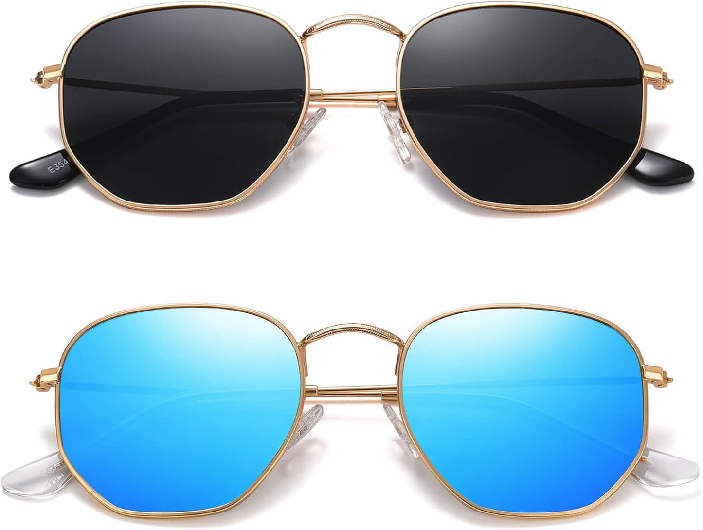 Polarized Hexagon Sunglasses for Women Men Polygon Square Sun Glasses UV400 Protection Metal Frame - WORLD TIME VISITS