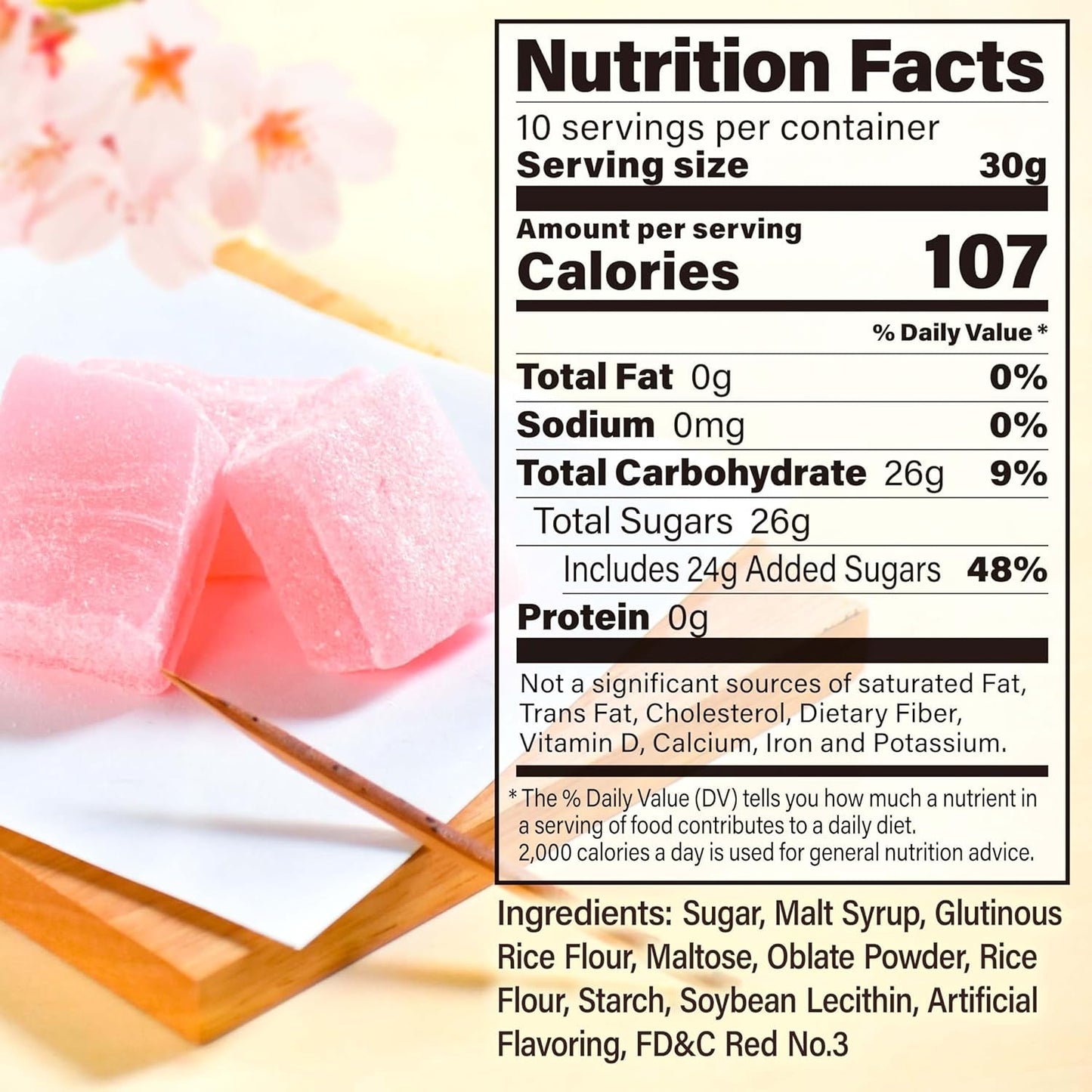 Japanese Sakura Mochi Candies, Real Traditional Cherry Blossom Rice Cakes, 300G/10.58Oz, Japanese Snacks, Japanese Candy, Individually Wrapped