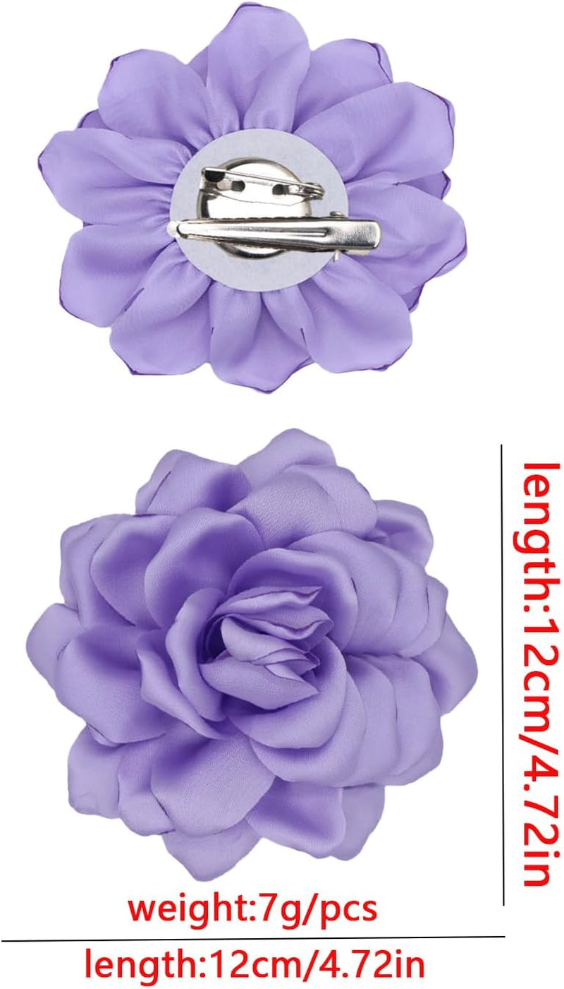 Flower Brooches for Women Satin Fabric Rose Flower Brooches Handmade Flower Brooches Pin for Wedding Party Dance Banquet Ceremony Versatile Floral Accessory for Clothing and Hairstyling Size:4.72In