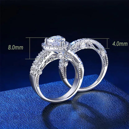 Newshe 4 Carats Wedding Teardrop Shape Engagement Ring Set for Women 925 Sterling Silver White Cubic Zirconia Size 4-13