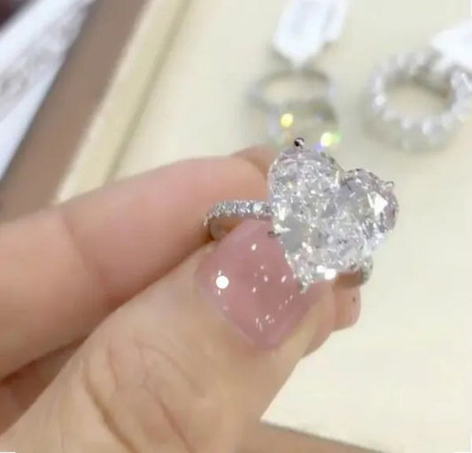 Dazzling Bride Engagement Wedding Ring Shiny Heart Shape Ring Valentine'S Day Gift Princess Party Jewelry Size 5 6 7 8 9 10 11