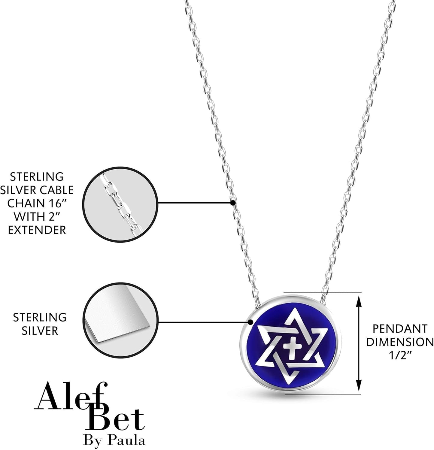 Cross and Jewish Star of David Necklace for Women