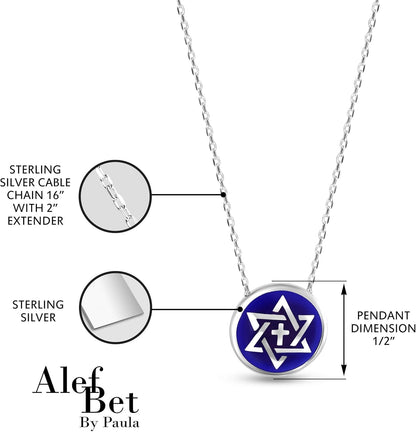 Cross and Jewish Star of David Necklace for Women
