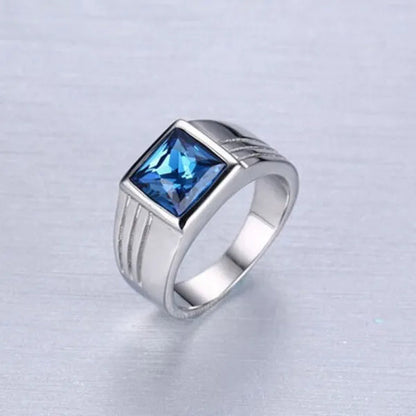 New Jewellery 925 Silver Filled Blue Sapphire Men Ring Set Gift Size 7/8/9/10/11/12/13/14