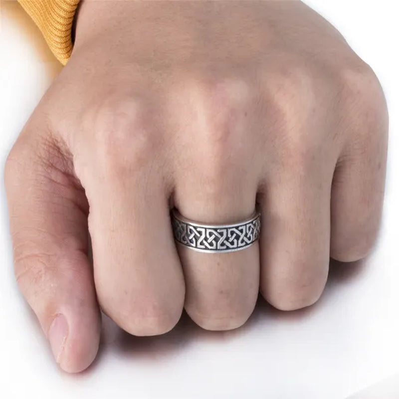 8mm Men's Boy's Stainless Steel Ring Band Celtic Knot Silver Black Biker jewelry Size 8-15