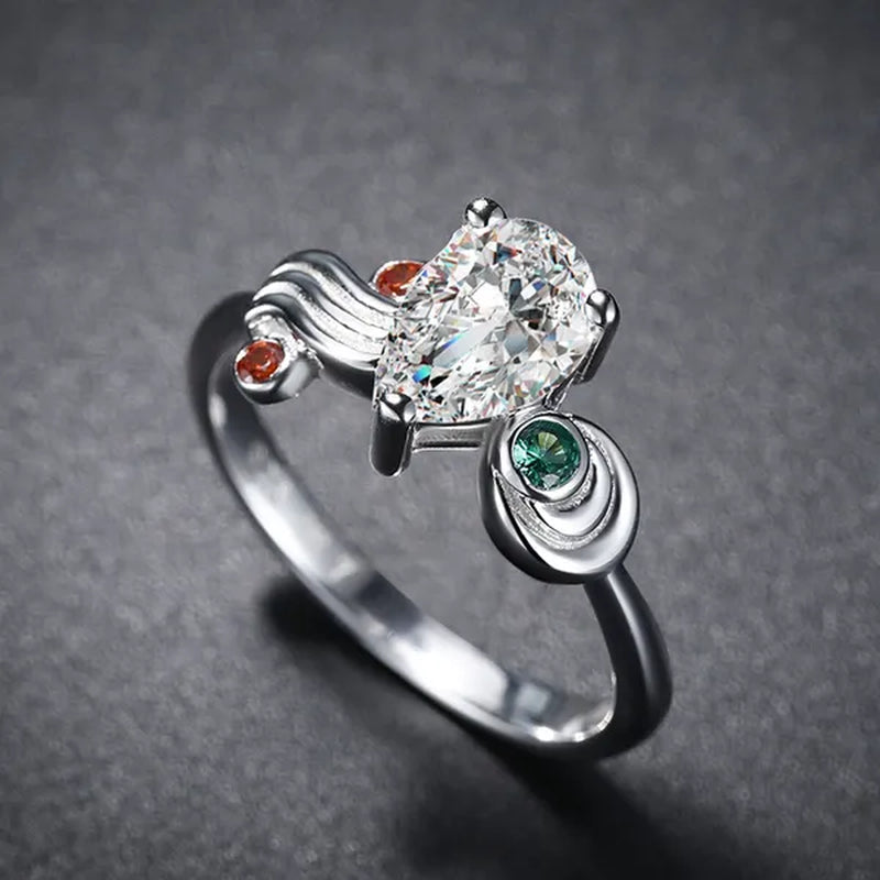 Zora Sapphire Kokiri Emerald Goron Ruby Spiritual Stones 925 Sterling Silver Wedding Engagemen Stackable Ring