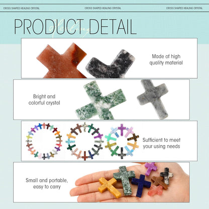 150 Pcs Natural Stone Cross Pendant Charms Bulk 1 Inch Cross Shape Crystal Gemstone Pendant Healing Chakra Quartz Charms for DIY Necklace Jewelry Crafts Making Easter Decor Gift