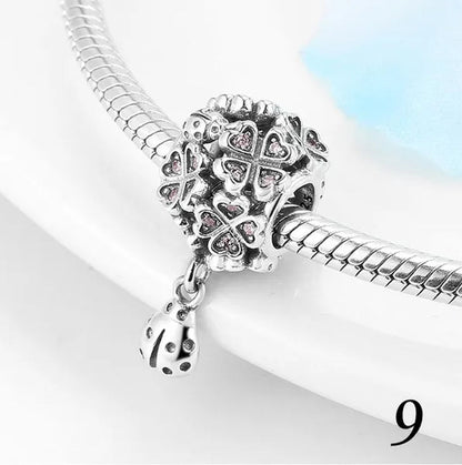 925 Sterling Silver Pink Sister Infinity Love Car Camera Charm Fit Charms Bracelets DIY for Jewelry Making