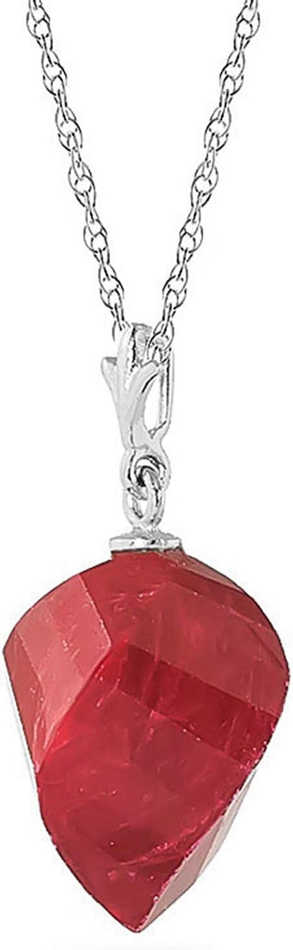 14K Solid Gold Necklace Twisted Briolette Ruby - WORLD TIME VISITS