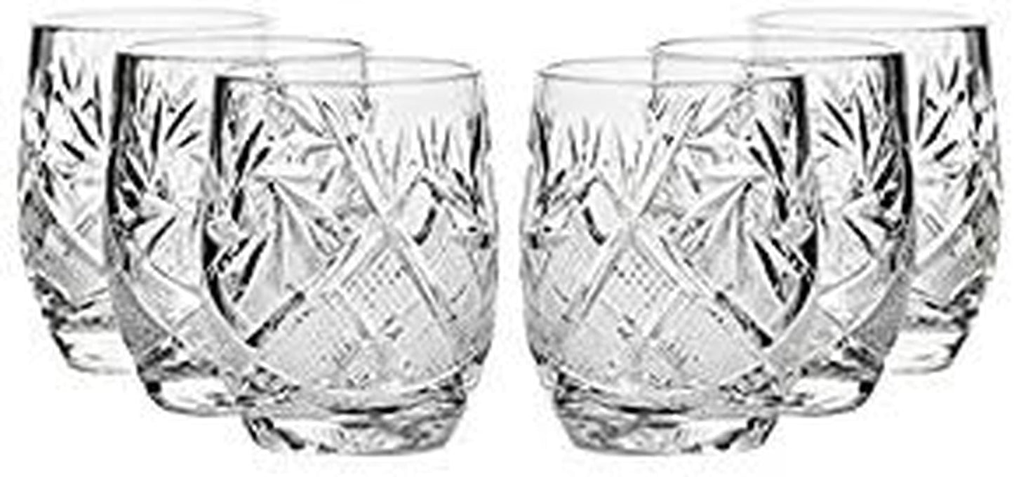 Set of 6, 1.5-Oz Hand Made Vintage Russian Crystal Shot Glasses, Vodka Liquor Old-Fashioned Glassware - WORLD TIME VISITS