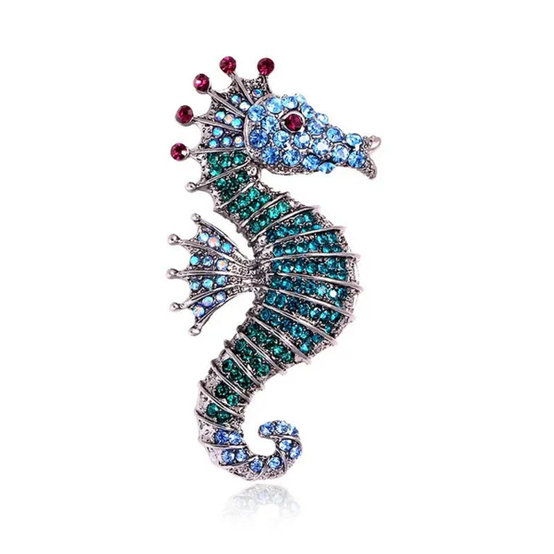 Colors Rhinestone Seahorse Brooch Creative Cute Animal Woman Child Party Clothing Brooches Accessories