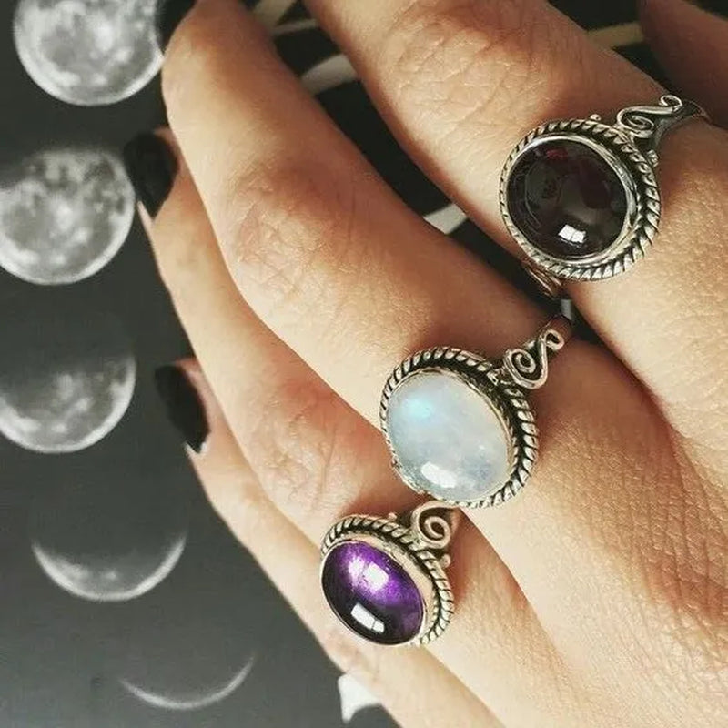 Vintage Amazing  Natural Moonstone  Ring Anniversary Gift Princess Engagement Bridal Wedding Valentine's Day Commitment Ring Jewelry Size 4-12 Aneis Femininos