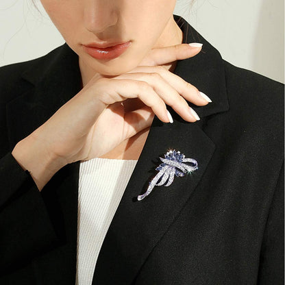 Created Crystal Brooch Fancy Vintage Style Flower Brooch Pin for Women, Girls, Ladies with Blue/Purple Created Crystal | Vintage Fashion | Brooches and Pins for Women | Ladies Jewelry