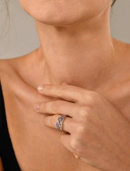 Celtic Knot Rings 925 Sterling Silver Twisted Knot Ring 18K White Gold Plated Infinity Statement Rings