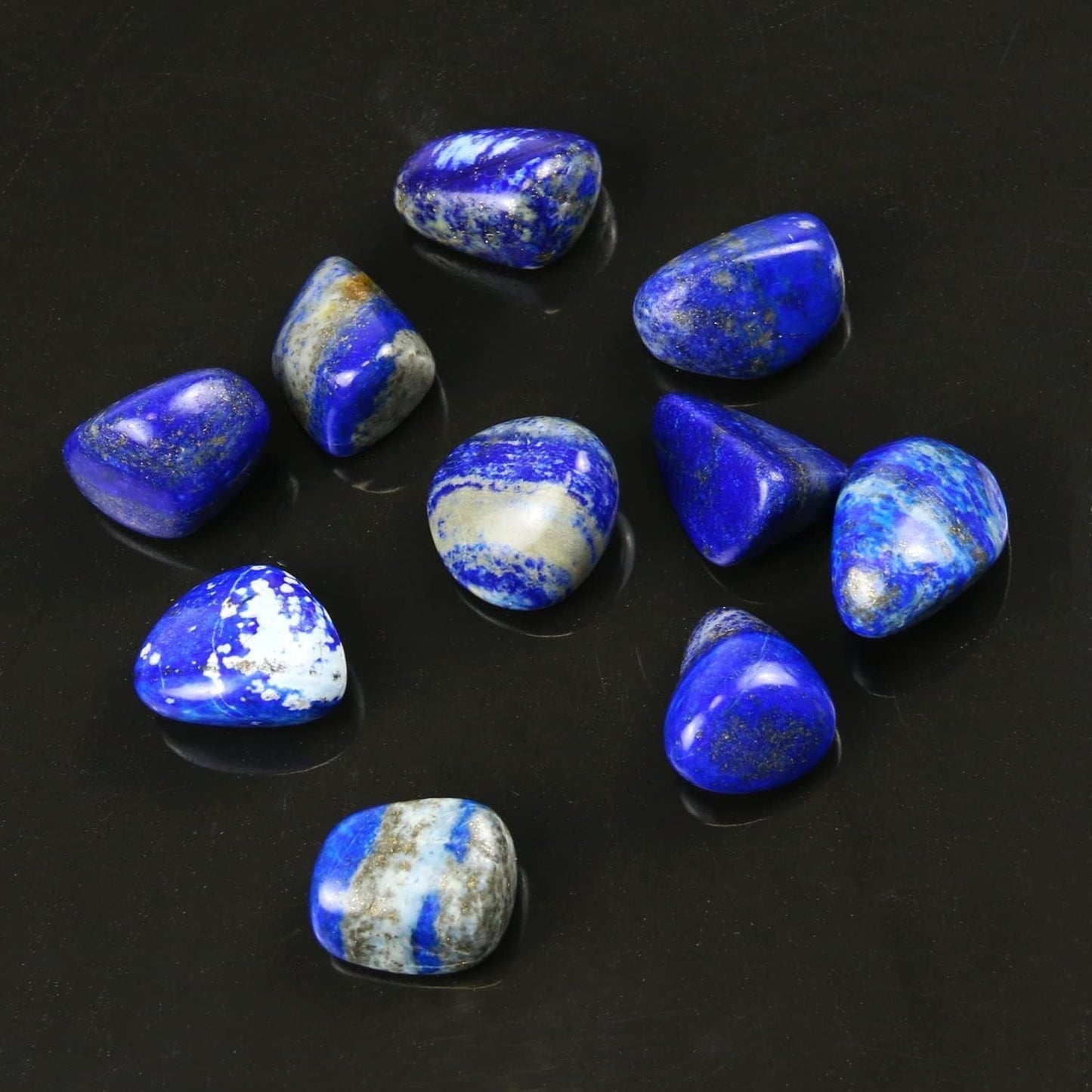 10 Packs of Brazilian Tumbled Polished Natural Lapis Lazuli Crystals, Crystals and Healing Stones Quartz Bulk for Wicca, Reiki, Healing Energy, Chakra Stones, Witchcraft Supplies(0.5Lb)