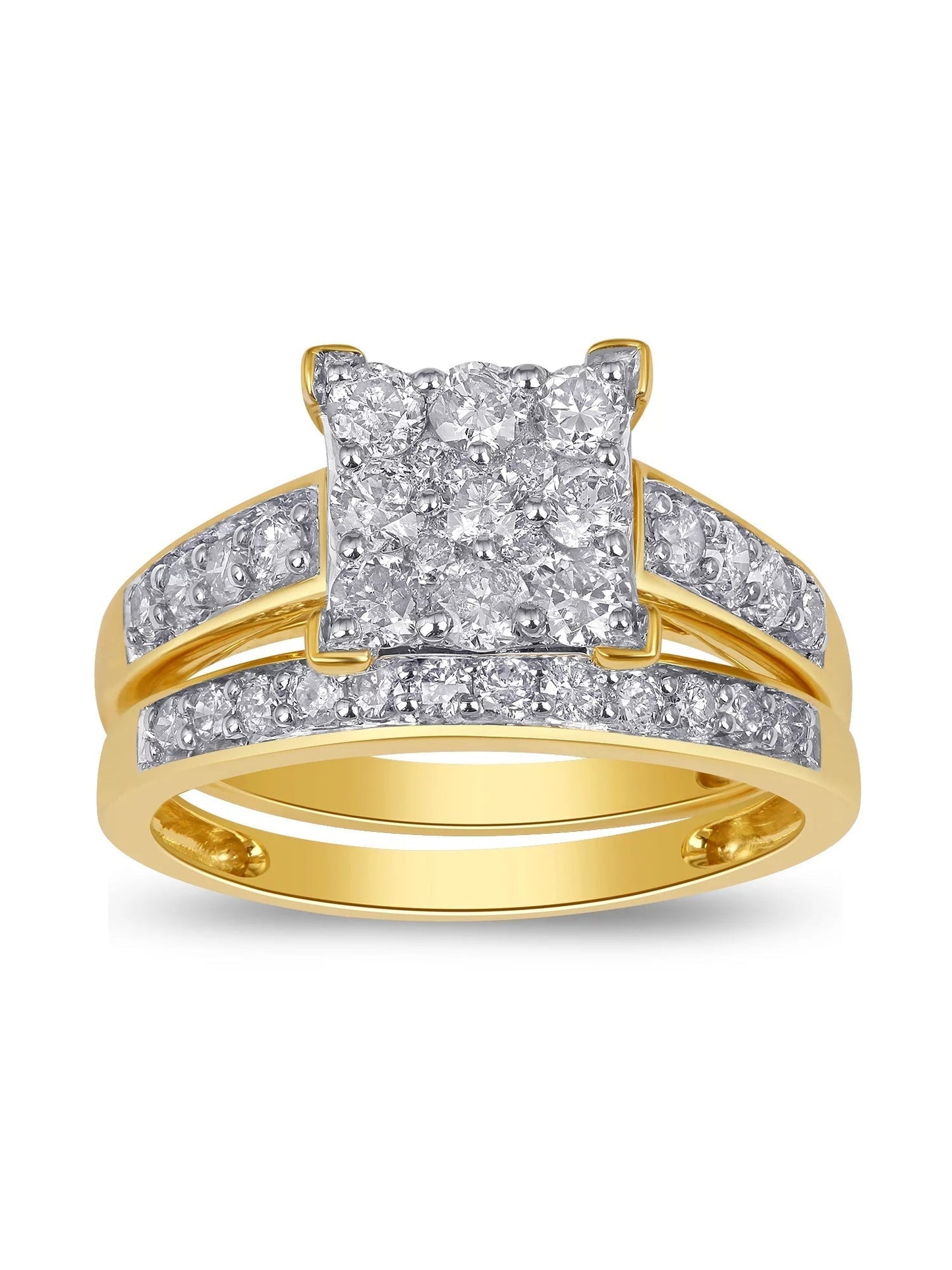 1.00 Carat T.W. Diamond Wedding Ring Set in 10K Yellow Gold (L, I2-I3)