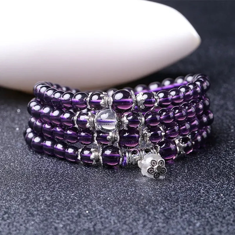 Handmade Stone Amethyst 6MM 108 Beads Bracelet Spirituality