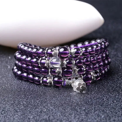 Handmade Stone Amethyst 6MM 108 Beads Bracelet Spirituality