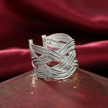 Charm 925 Sterling Silver Rings for Women Adjustable Fashion Retro Wedding Party Christmas Gifts High Quality Jewelry