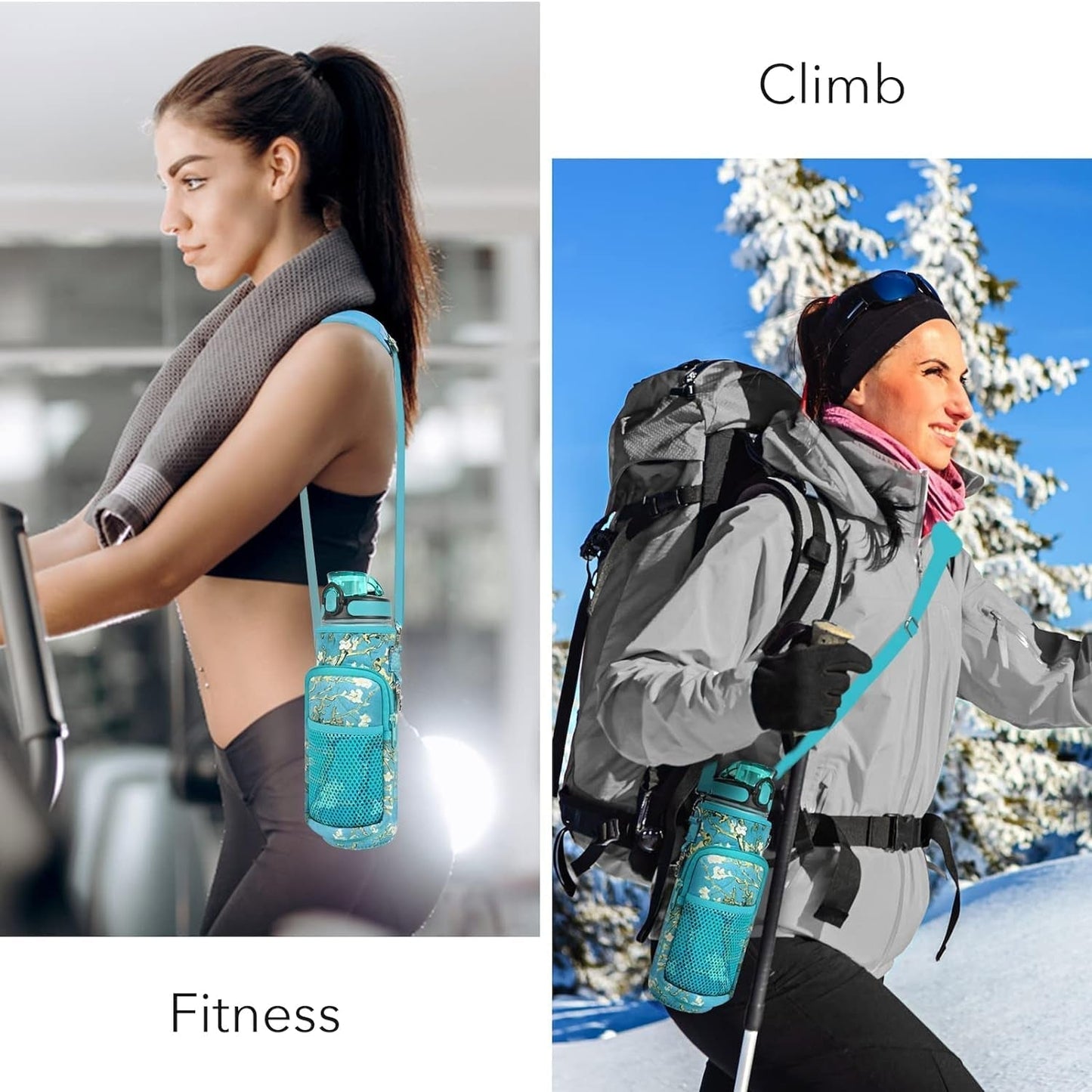 32 Oz Water Bottles with Straw & Strap, Motivational Water Bottles with Times to Drink, BPA Free Reusable Sports Water Bottle with Sleeve Carrier for Hiking, Travel, Running or Fitness