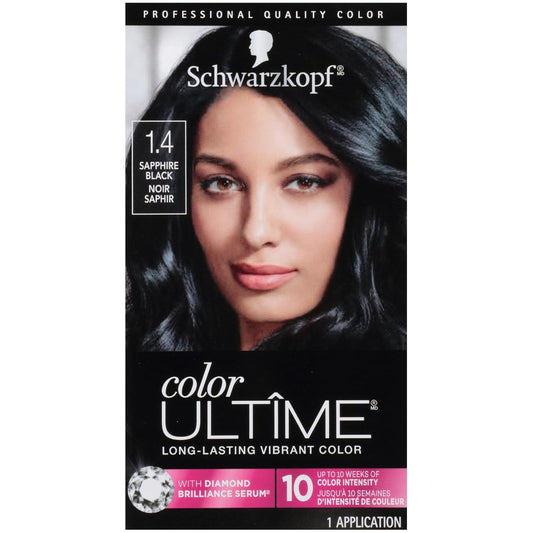 Color Ultime Hair Color, 1.4 Sapphire Black, 1 Application - Permanent Black Hair Dye for Vivid Color Intensity and Fade-Resistant Shine up to 10 Weeks - WORLD TIME VISITS