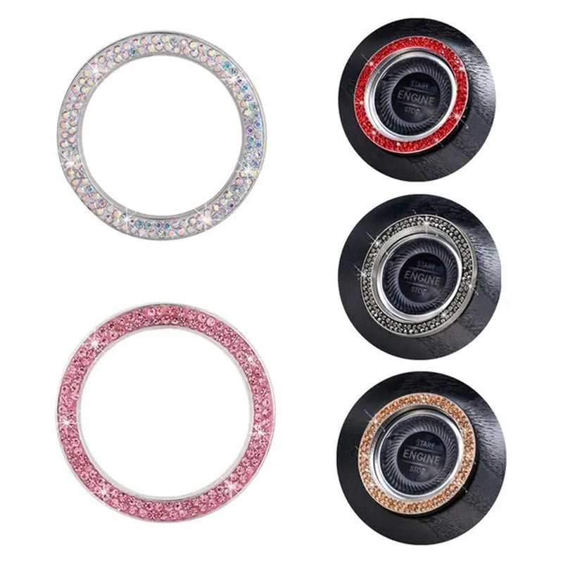 New Car One-Key Engine Start Stop Ignition Push Button Decorative Circle Ring Keyless Cover Trim Crystal Diamond Parts Decorate - WORLD TIME VISITS