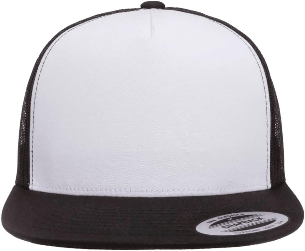 Yupoong 5-Panel YP Classic Trucker Cap | High Profile Flat Visor Snapback | OSFM | Bulk Packs Available