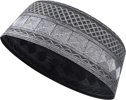 Muslim Prayer Kufi Hat for Men Boys Islamic Beanie Skull Cap Prayer Headwear Embroidery Kofia Topi Sun Hat Ramadan Eid Gift