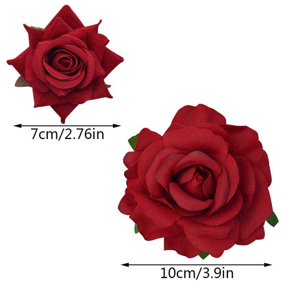 Rose Hair Clip Flower Hairpin Rose Brooch Floral Clips, 4 Pcs Fabric Rose Flowers Hair Clips Mexican Hair Flowers Pin up Headpieces for Woman Girl Wedding Party Mother'S Day
