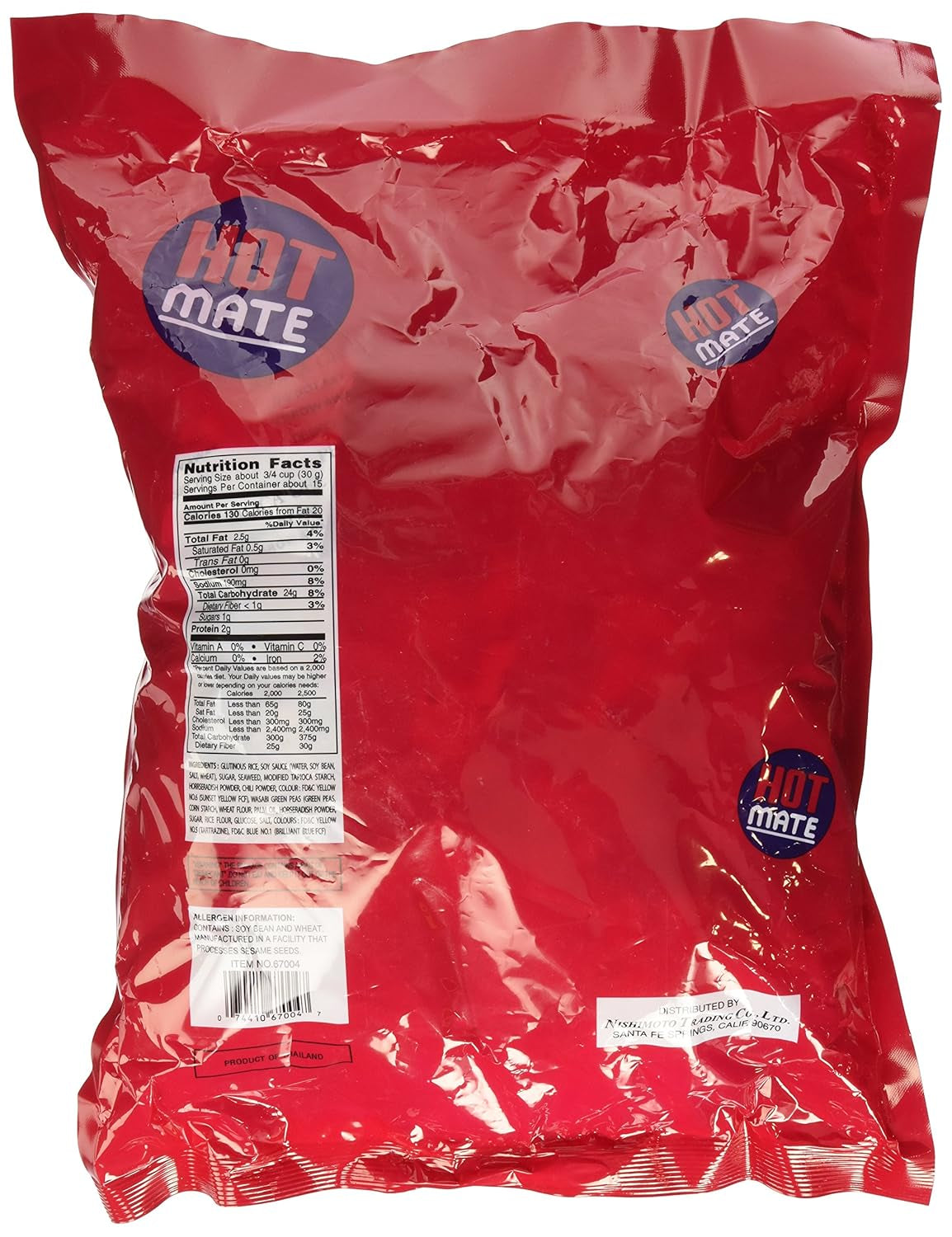 Hot Mate Japanese Rice Cracker | Oriental Asian Arare Rice Crackers with Glutinous Rice, Wasabi Green Peas, and Soy Sauce | Mixed Flavor, 16 Oz. (Pack of 1)
