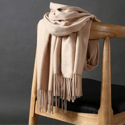 Women Cashmere Wool Scarf Wraps Warm Blanket Scarves Women Solid Color Cashmere Scarves with Tassel Poncho Cashmere Scarfs