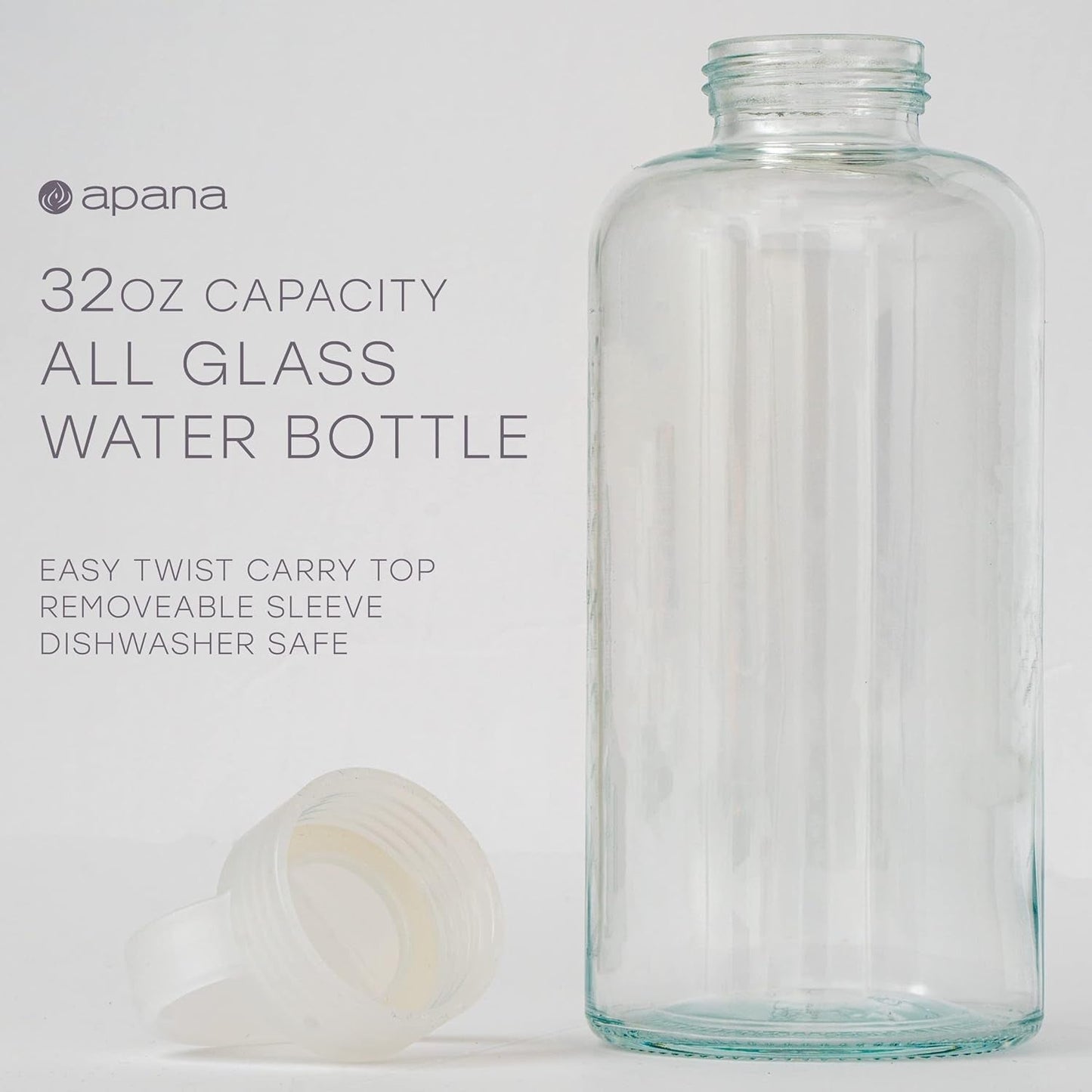 Yoga Glass Water Bottles BPA Free Non Slip Sleeve Leak Proof Lid Reusable 19 Oz and 32 Oz Sports Water Bottle Wide Mouth Lid Portable Hydration Tumbler
