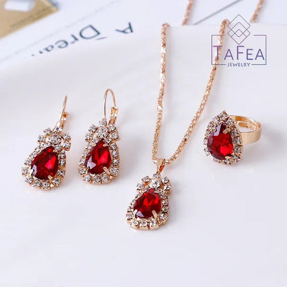 4 Pieces / Set Luxury Necklace Set Engagement Ring Earrings Pendant Beautiful  Wedding Jewelry Set
