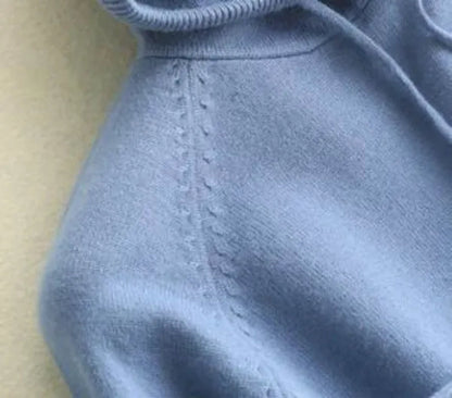 6 Colors Women Fashion Wool Pure Cashmere Casual Hooded Drawstring Pull Pullovers Plus Size S-XXL