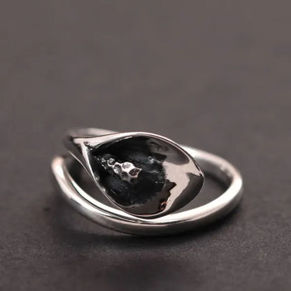 Women Fashion Elegant 925 Sterling Silver Calla Lily Flower Rings