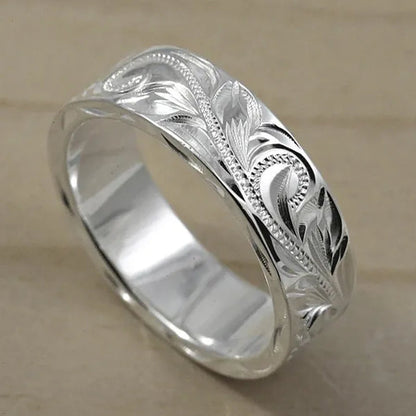 Personality Women'S Fashion Exquisite Ring Carved Flower Jewelry for Women Stackable Rings Beautiful Ladies Proposal Engagement Party Accessories Elegant Bride Wedding Band Anniversary Gift Size 4-12 Bague Femme