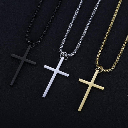 Cross Pendant Necklaces for Men Women Philippians 4:13 Bible Verse I Can Do All Things Stainless Steel Chain 16/20/24/28 Inchs Black Silver Gold