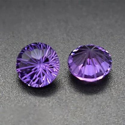 Natural Amethyst Fireworks Cut Loose Gemstone 8MM High-quality Ring Face Necklace Jewelry DIY Making Loose Diamond Purple Gemstone