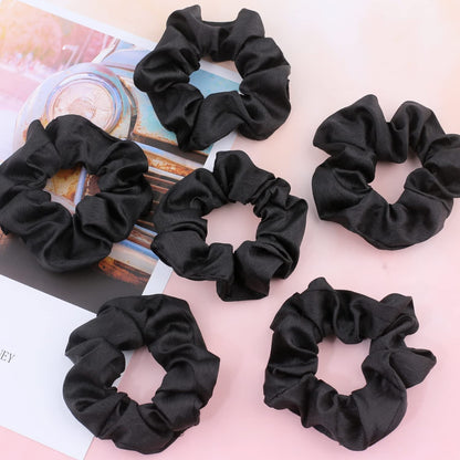 Scrunchies for Hair Sleep, Premium Satin Soft than Silk for Women Curly Hair, Cute Bands Ties for Girls Thin | Thick Hair Styling, 12 Pack, Black