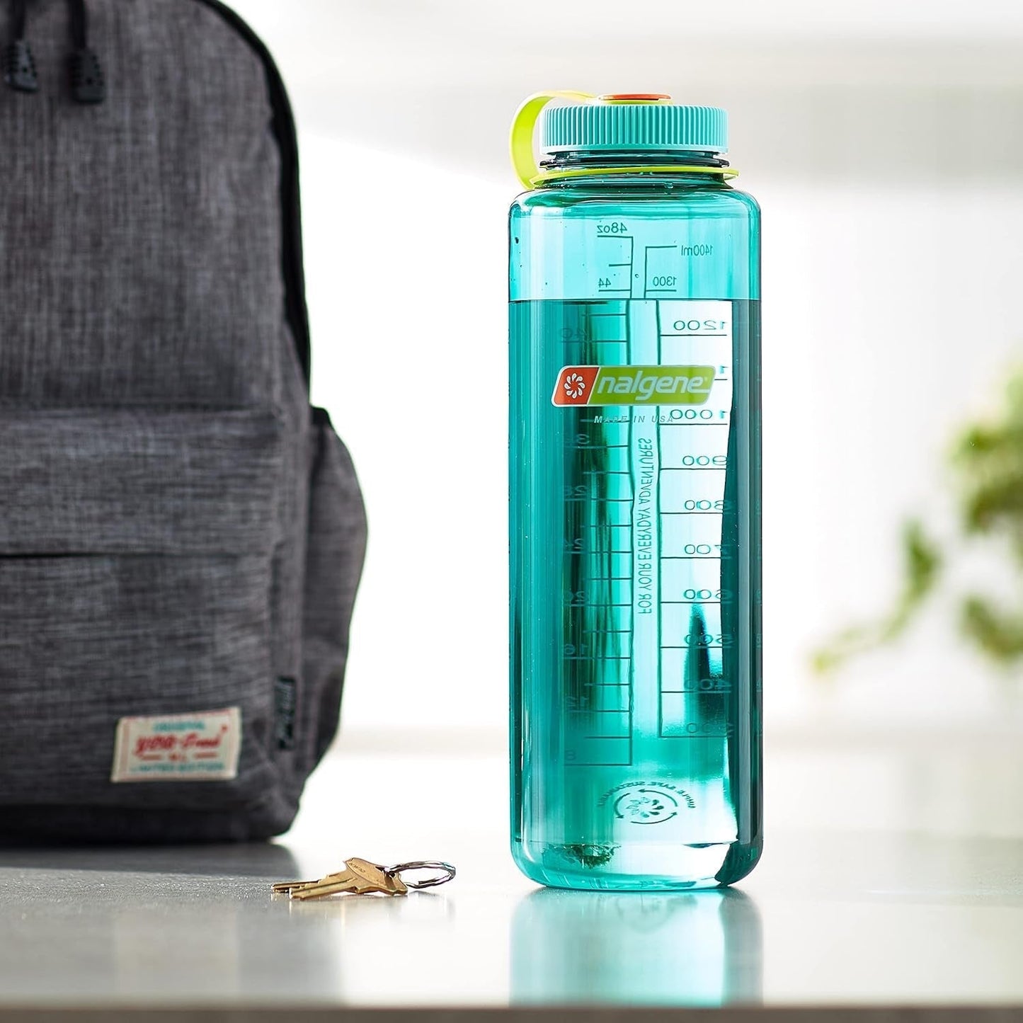 Sustain Tritan Bpa-Free Water Bottle Made with Material Derived from 50% Plastic Waste (Using ISCC Certified Mass Balance), 48 OZ, Wide Mouth, Cerulean