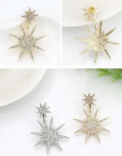 Sparkling Hexagram Snowflake White Sapphire Fission Stud Earrings Charms Bride Jewelry Christmas Gifts