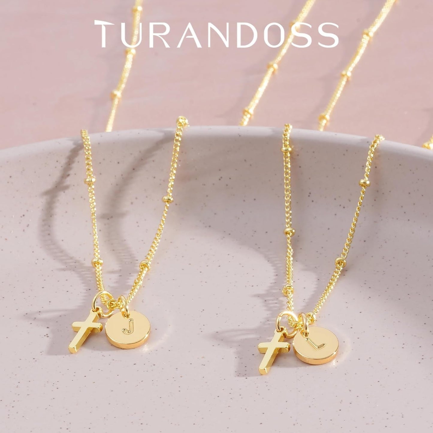 Valentines Day Gifts for Kids Teen Girls - Dainty 14K Gold Plated Cross Disc Initial A-Z Pendant Necklace Trendy Faith Jewelry Birthday Personalized Valentines Gifts for Women Girls