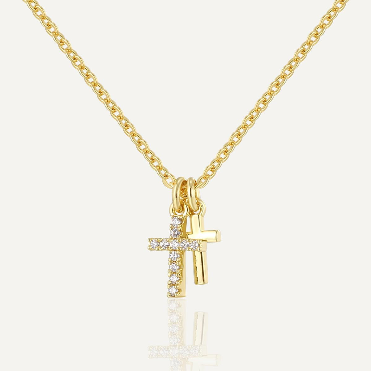 Cross Necklace for Woman,18K Gold Plated Cross Shaped Diamond Embellished Pendant Religious Necklace Christian Jewelry Chain 45 Cm/17.71 Inches
