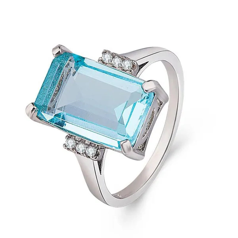 Fashion Princess engagement jewelry 16.42ct natural Aquamarine multicolor wedding commitment ring size 5-11