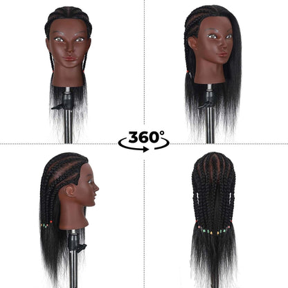 16" Mannequin Head Human Hair with 100% Real Hair Cosmetology Mannequin Doll Head for Hairdresser Practice Braiding Hairstyling with Free Table Clamp Stand (16 Inch)