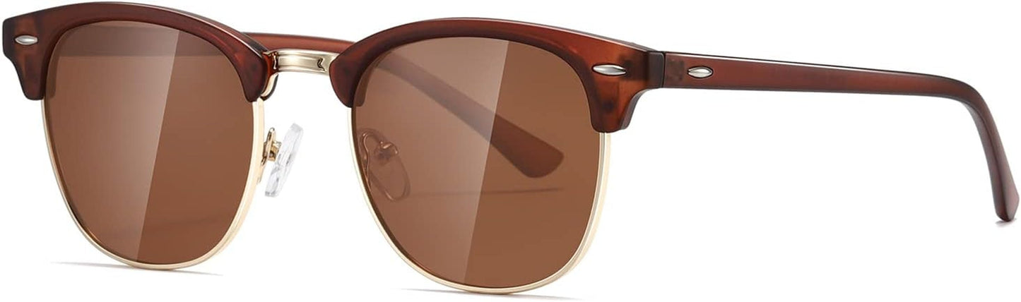 Polarized Sunglasses for Women and Men Semi Rimless Frame Retro Sun Glasses AE0369