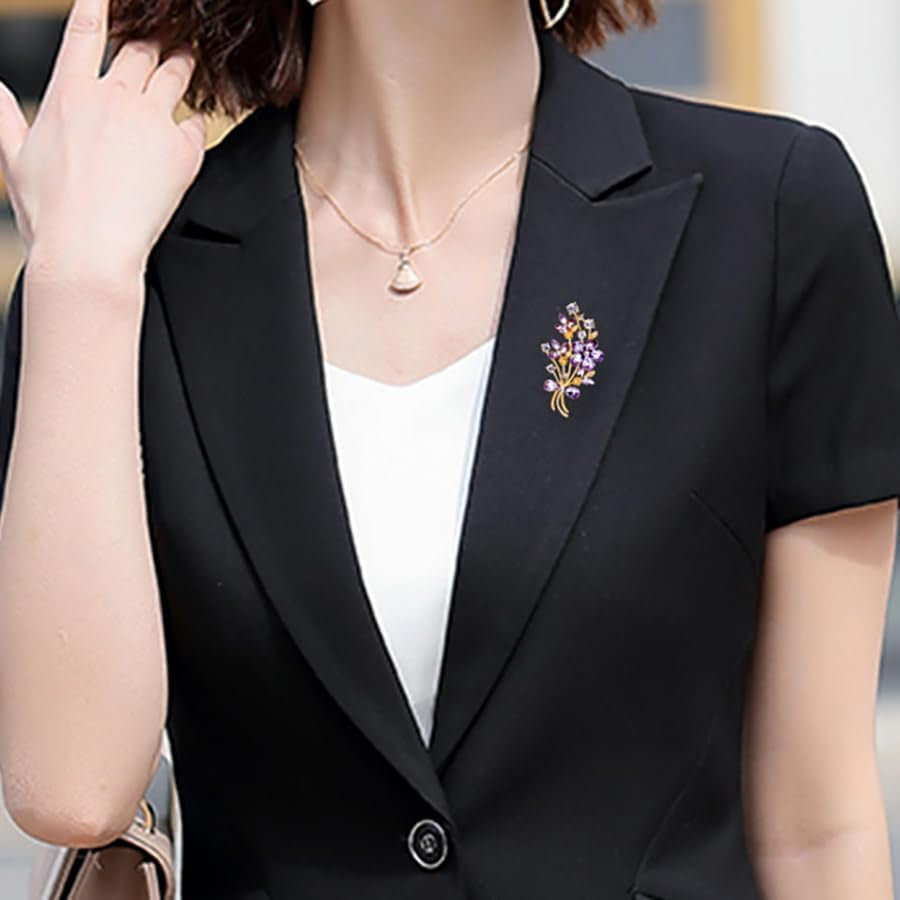 Red Colour Zircon Crystal Poppy Flower Bouquet Shape Brooch Pins for Woman Gift