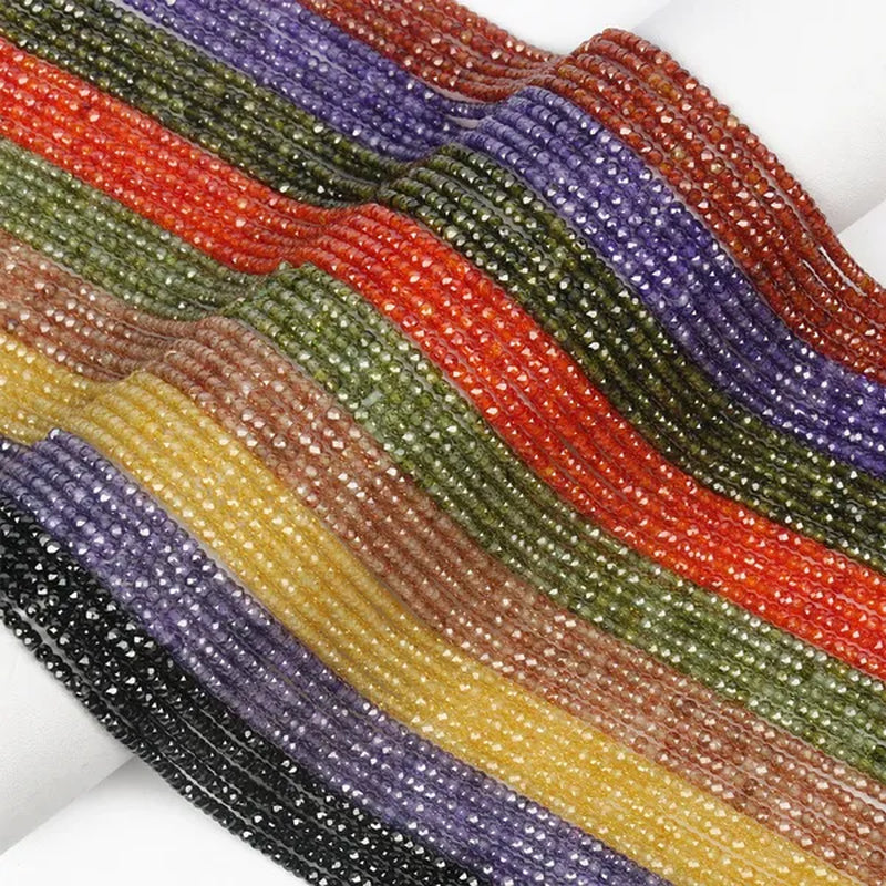 Multicolored 3X2Mm Shiny Faceted Natural Cubic Zirconia Stone Beads Abacus Tiny Beads Loose Spacer Beads for Jewelry Making DIY Slim Bracelet Women - WORLD TIME VISITS