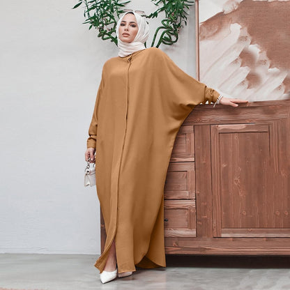 Women'S Muslim Dress Ramadan Abaya Batwing Sleeve Henley Shirt Prayer Kaftan Dubai Islamic Dress